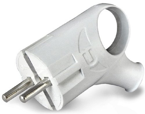 Вилка электрическая с заземлением угловая с кольцом UNIVersal 16А белый   картинка 